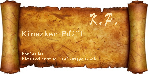 Kinszker Pál névjegykártya